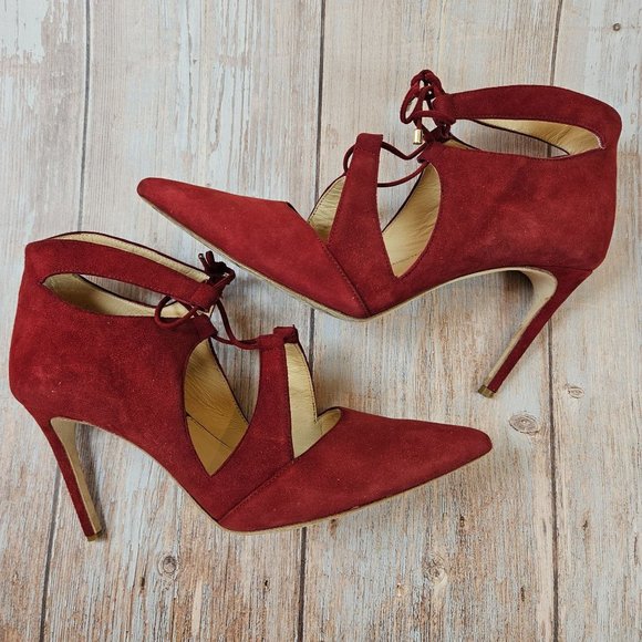 Chelsea Paris‎ Red Suede cutout lace up heel, size EU 39 - Picture 5 of 9
